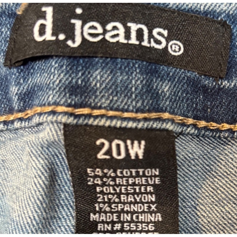 d jeans Capris Womens 20W NWT Plus Size Rolled‎ Denim Stretch Blue Crop - Picture 5 of 6